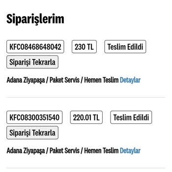KFC Eksik Gönderim Yapıyor