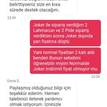 Yemek Sepeti Joker Hatası