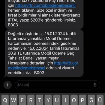 Vodafone Pay Ücretlendirme Sorunu