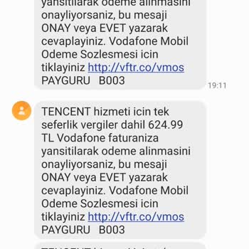 Payguru Tencent Games Türkiye Vodafone Bilgim Dahilinde Olmayan İşlem