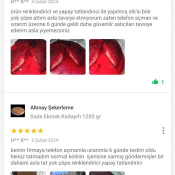 Altınay Şekerleme Trendyol Aracılığıyla Satılan Tatlı Ürünlerde Kalite Sorunları