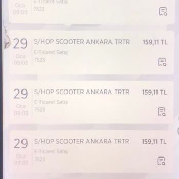 Hop Scooter Hoop Scooter Ankara Banka Hesabımdan 1059 Çekti Ben Yapmadığım Halde