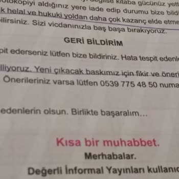 İnformal Yayınları Yanlış Cevap Anahtarı Ve Sözünde Durmadı.