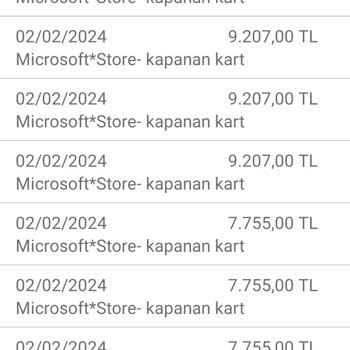 Microsoft Store Enpara Kredi Kartımdan Adet 77.744,60TL Para Çekmiştir