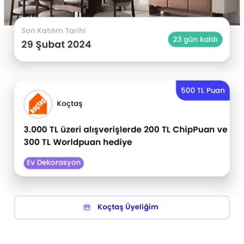 Yapı Kredi Worldcard Chippin Ve Koçtaş Kampanya Puanları Yüklememesi