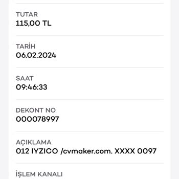 CV Maker İznim Olmadan Hesabımdan 230 TL Çekti.