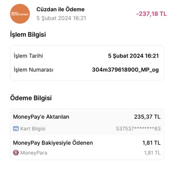 MoneyPay Migros Parayı Çekti Sipariş Yok