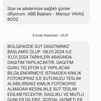ABB Süt Yardımı Yapılmadı