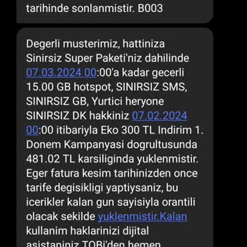 Vodafone Talebimin Dışında Paket Değişikliği
