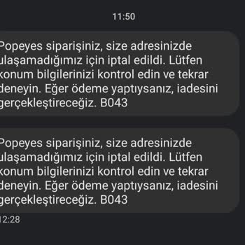 Popeyes Yemek Gelmeme Sorunu