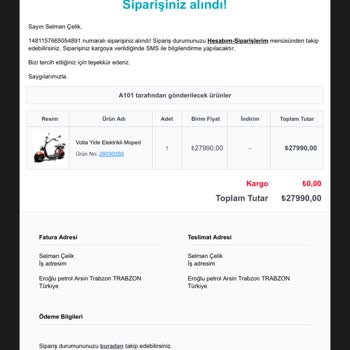 A101 Geciken Scooter Teslimatı Ve Mağduriyetim