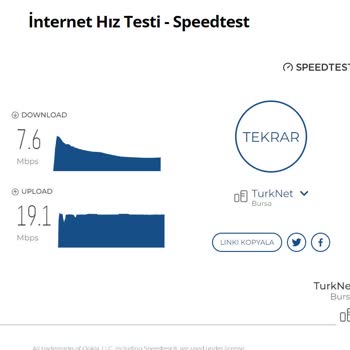 TurkNet İnternet Hızının 100 Den 7 MB Lere Hep Düşmesi Ve Şikayetle Yükselmesi