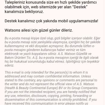 Watsons Online Sipariş Mağduriyet