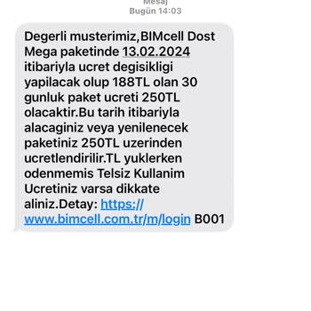 Bimcell Faturasız Hat Zammı