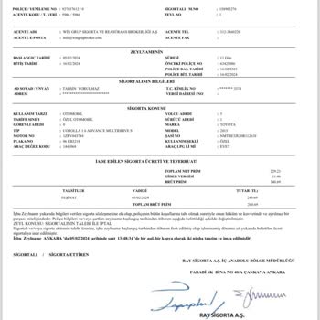 Kasko Sigorta Firması Ray Sigorta