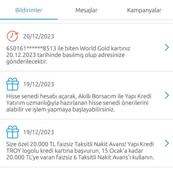 Yapı Kredi Bankası Troy Logolu Kredi Kartı 20000faizsiz Taksitli Avans