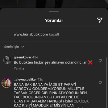 Huriş Butik Siparişimi Göndermedi İptal Edince De Para İadesi Yapmıyor