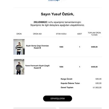 Moses Collection Siparişim Geri İadesini İstiyorum