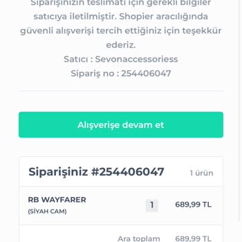 Sevonaccessories (Instagram) Güneş Gözlüğü Görseldekinden Başka Geldi