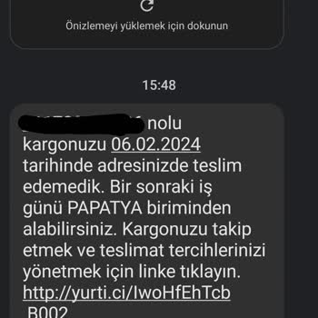 Yurtiçi Kargo  Papatya Şubesinden Şikayetçiyim