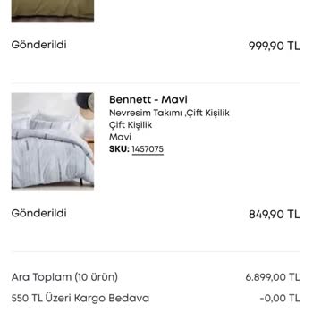 Yataş Enza Home Almış Olduğum Ürünlerimi Göndermiyor