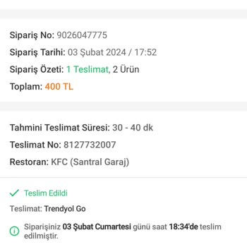 KFC Kutlama Kovası Eksik Ürün