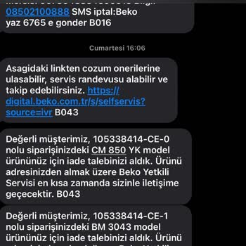 Beko Müşteri Hizmetleri Ve Ürünü Getirenler İlgisiz