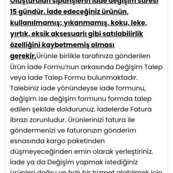 Modaselvim Değişim Yapmıyor Ürün Geldiğinde Petrol Kokuyordu