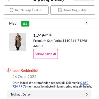 Mavi Pazarama Mavi Jeans Satıcısı İade Sorunu