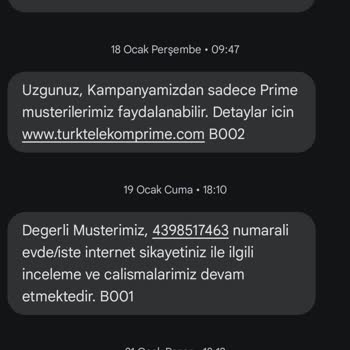 Türk Telekom Prime Faydalarını Kullandırtmıyor