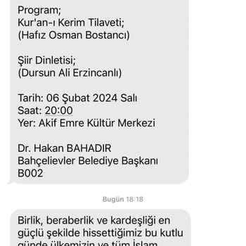 Bahçelievler Belediyesinden Gelen Mesajları Engelleme