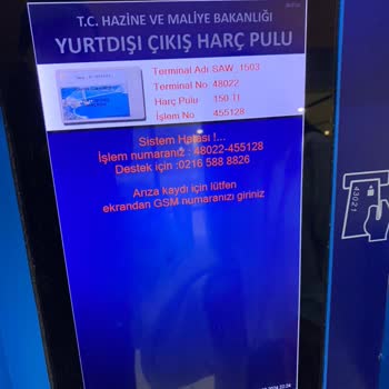 Hazine ve Maliye Bakanlığı Sabiha Gökçen Havaalanı Yurt Dışı Çıkış Harç Pulu Otomat Makinesi