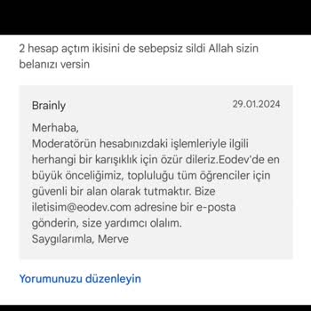 Brainly - Eodev.com Yardımsever Hesapların Ani Kaybı