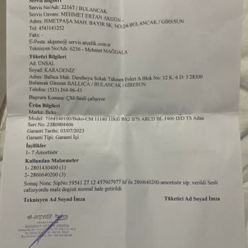 Beko Ürününe Sahip Çıkmıyor
