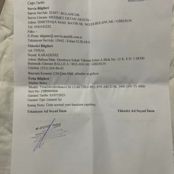Beko Ürününe Sahip Çıkmıyor