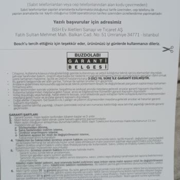 Bosch Onarılmayacak Olan Buzdolabının Değiştirilmemesi Ve Mağdur Edilmesi