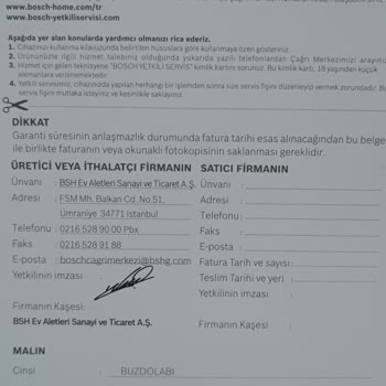 Bosch Onarılmayacak Olan Buzdolabının Değiştirilmemesi Ve Mağdur Edilmesi