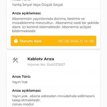 TÜRKSAT Kablo TV Arıza Kaydı Yalanı
