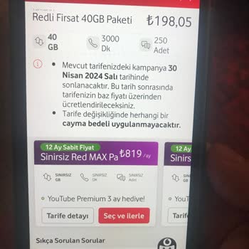 Vodafone Tarife Haksızlığı Yüksek GB Dayatma