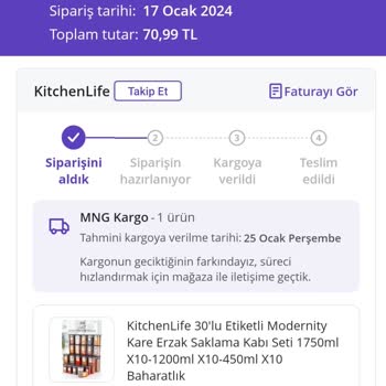 Kitchen Life Siparişim Kargolanmıyor. Sürekli Erteleniyor.