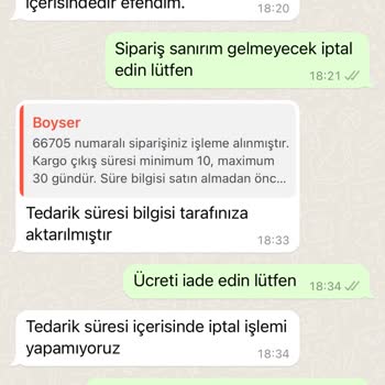 Boyser Servis Hizmetleri Boyser Servis Ürün Göndermiyor Ve Para İadesi Yapmıyor