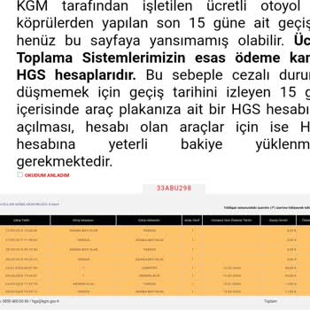 Karayolları Genel Müdürlüğü Fazla Ücret Kesintisi