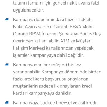 Garanti BBVA Sıfır Faizli Taksitli Nakit Avans