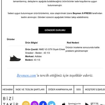 Beymen Adidas Goretex İade Skandalı