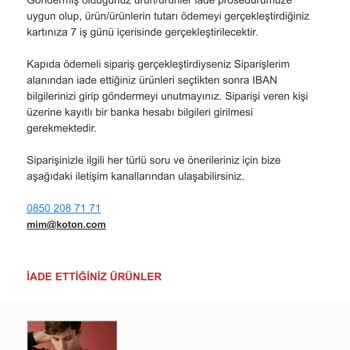 Koton İade Sürecinin İşlememesi