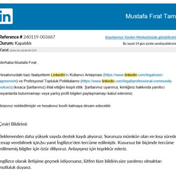 Linkedin Çalındı, Hesabımı Geri Alamıyorum