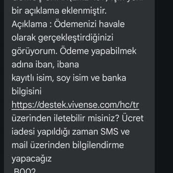 Vivense Siparişimi İptal Etti