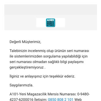 A101'den Aldığım Ürün Bozuk Çıktı.