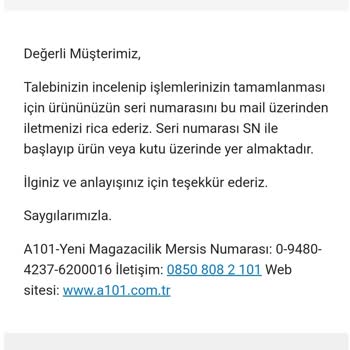 A101'den Aldığım Ürün Bozuk Çıktı.