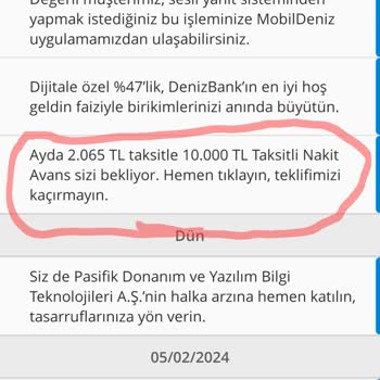 Denizbank Taksitli Nakit Avans